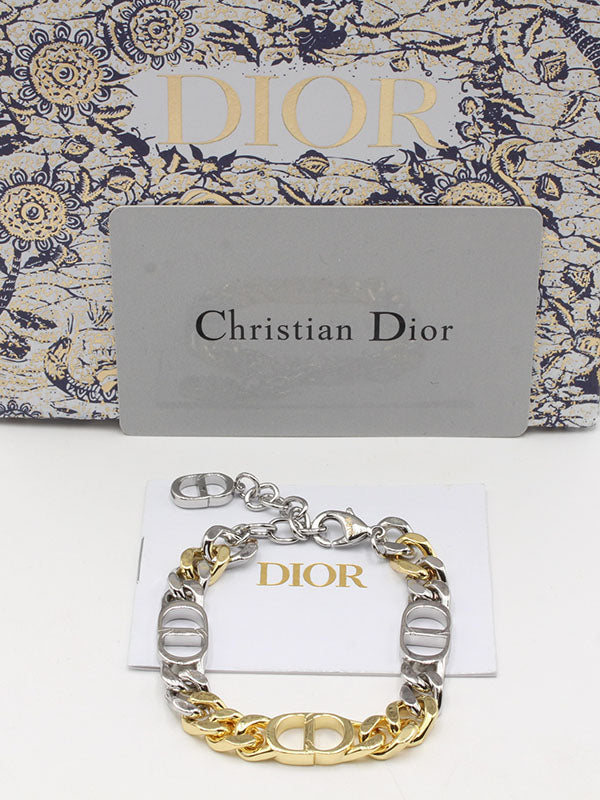 اساور ديور جنزير قولد اند سلفر لوقو اسواره dior