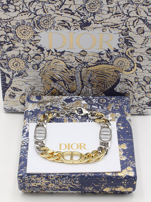 اساور ديور جنزير قولد اند سلفر لوقو اسواره dior