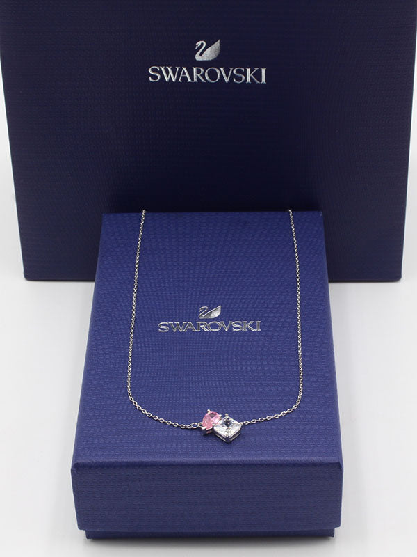 سلسال سواروفسكي زركون وردي سلسال Swarovski فضي