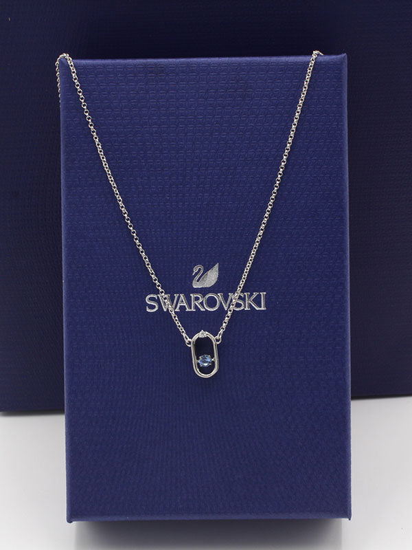 سلسال سواروفسكي زركون بيضاوي سلسال Swarovski فضي سماوي