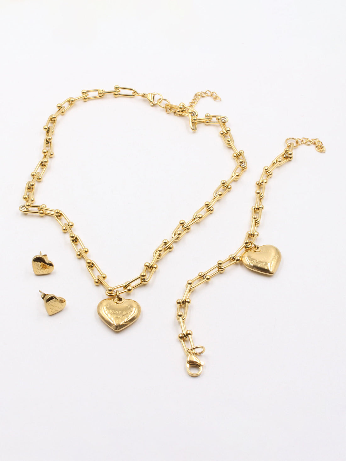 طقم تيفاني 3 قطع هارت اطقم tiffany ذهبي