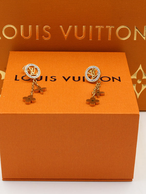 حلق لويس فيتون مدور طويل حلق louis vuitton ذهبي