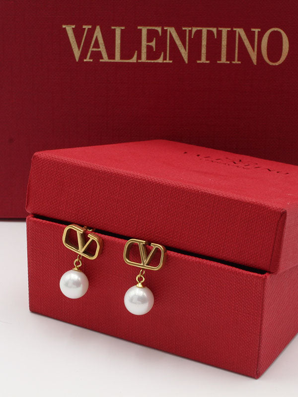 حلق فالنتينو لولو ذهبي ميتال حلق VALENTINO