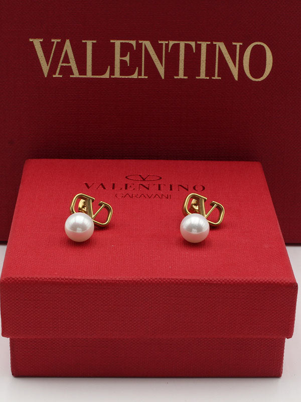 حلق فالنتينو لولو ذهبي ميتال حلق VALENTINO