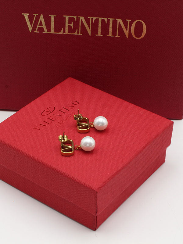 حلق فالنتينو لولو ذهبي ميتال حلق VALENTINO