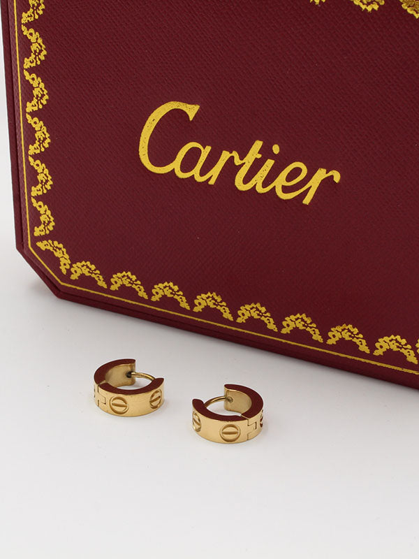 حلق كارتير مدور كبس ذهبي حلق CARTIER