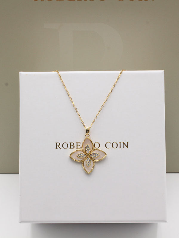 سلسال روبرت كوين زركون كبير سلسال roberto coin ابيض ذهبي