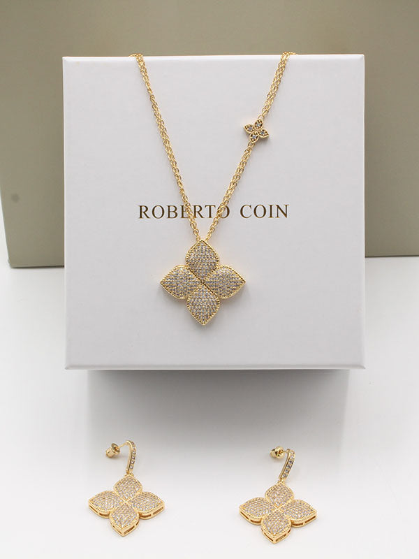 طقم روبرت كوين بيق فلاور طويل اطقم roberto coin ذهبي