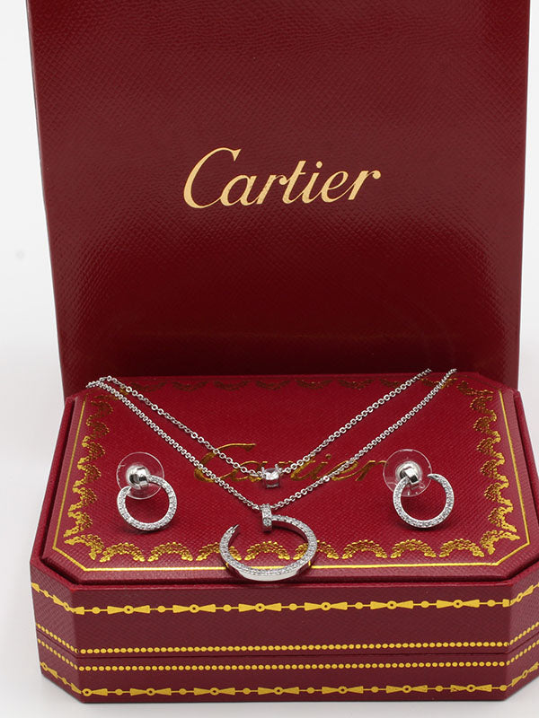 طقم كارتير مسمار زركون دبل شاين اطقم CARTIER فضي