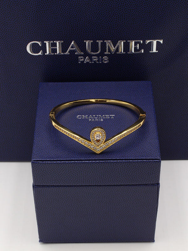 اسواره شومية فل زركون لوقو اسواره chaumet ذهبي