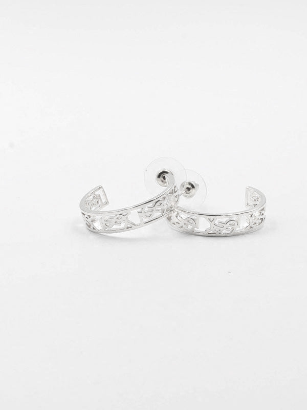 حلق ايف سان لوران مدور حلق ysl فضي