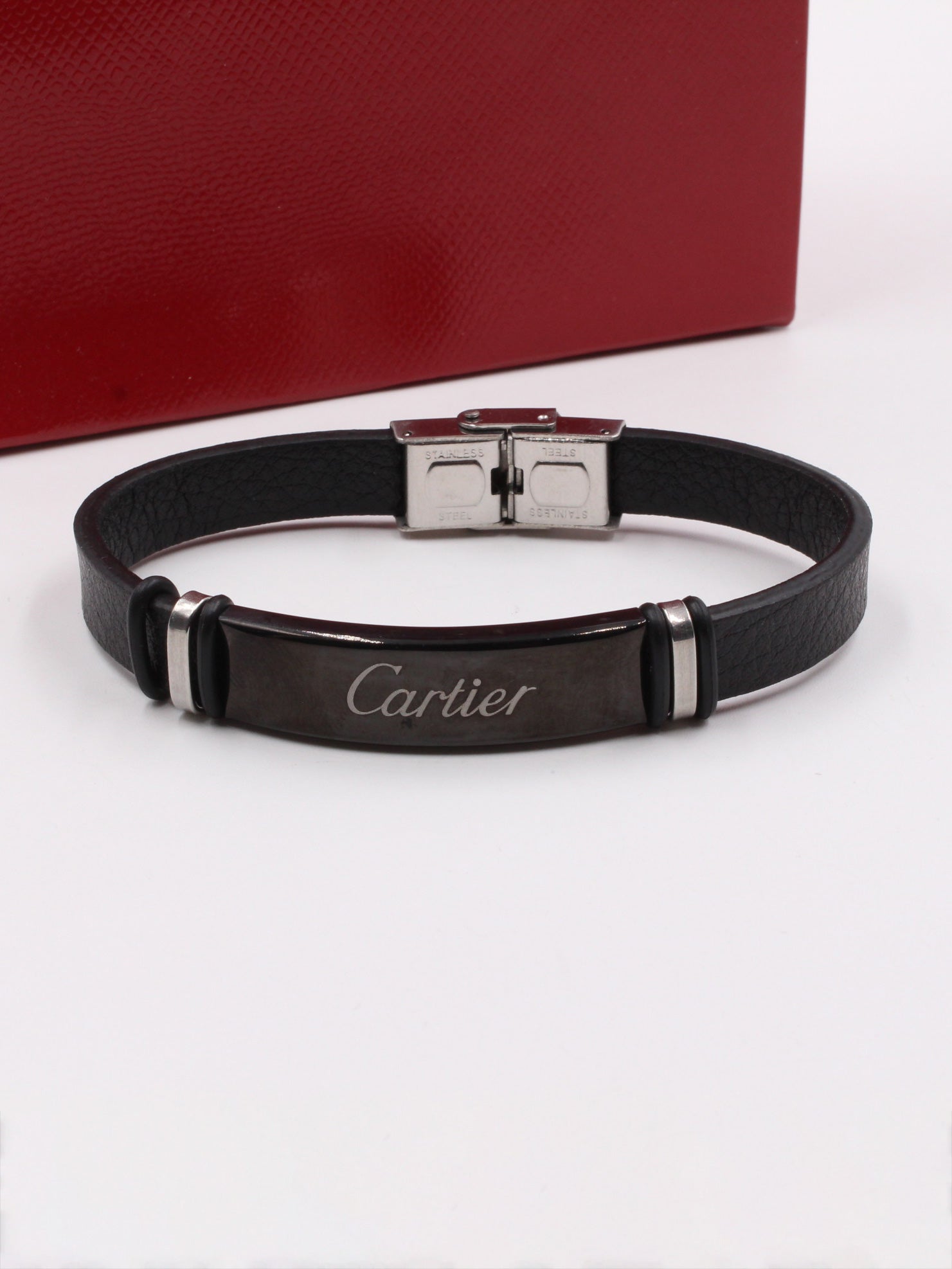 اسوارة كارتير جلد لوقو اسود اسواره CARTIER اسود