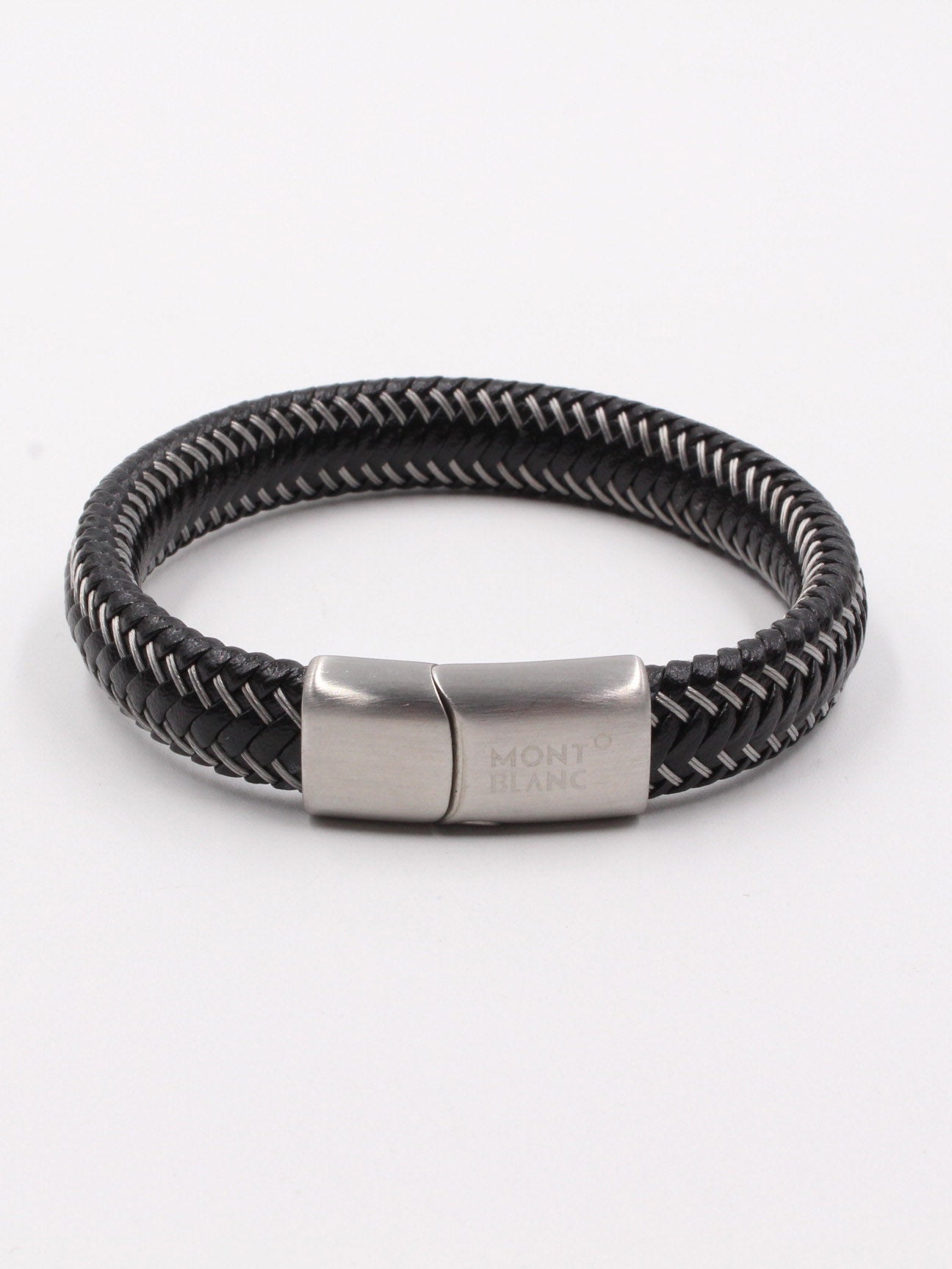 أسوارة مونت بلانك رجالي عريض كحلي اسواره mont blank اسود فضي