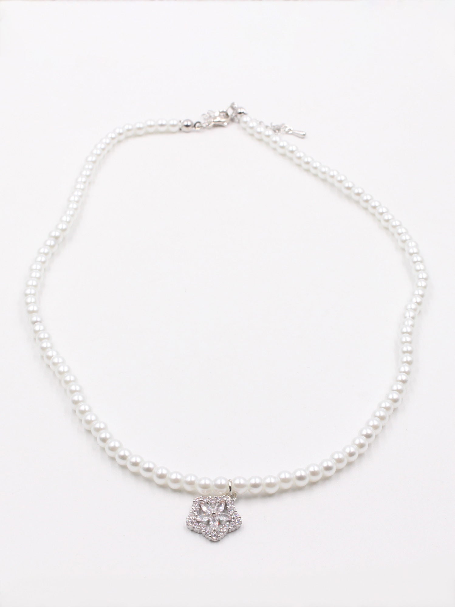 عقد لولو زركون ورده سلسال jewel فضي