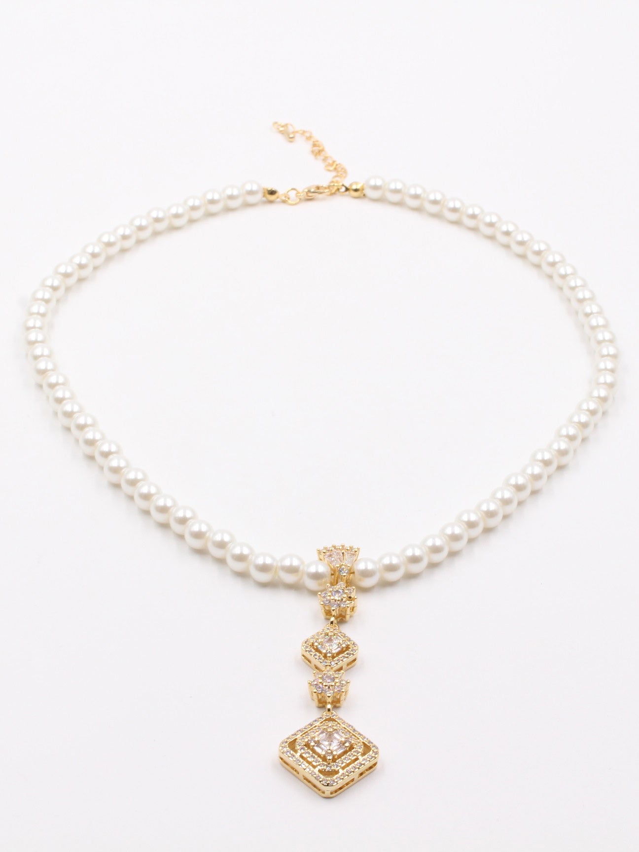 عقد لولو زركون مربع سلسال jewel