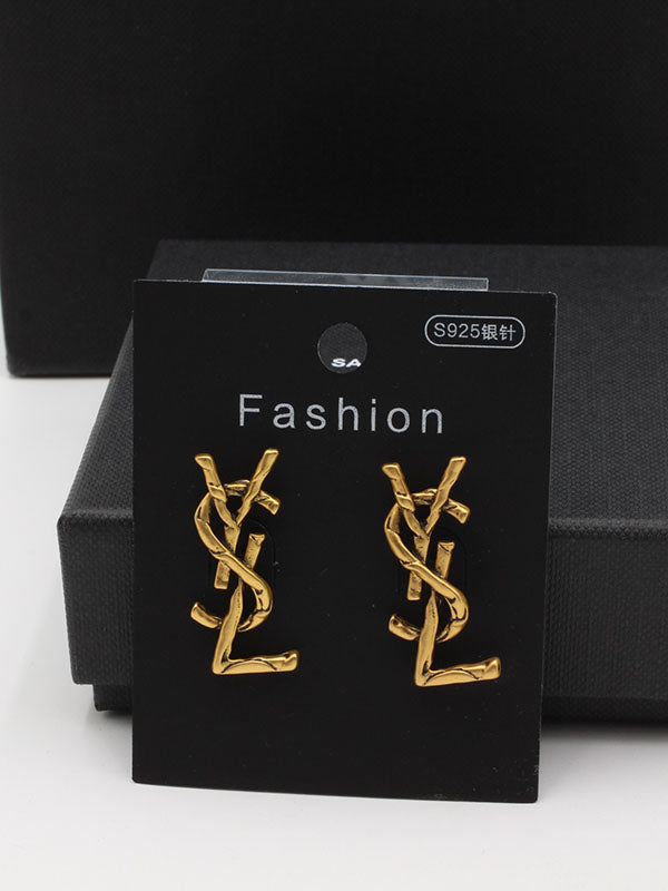 حلق ايف سان لوران 8044 حلق ysl ذهبي