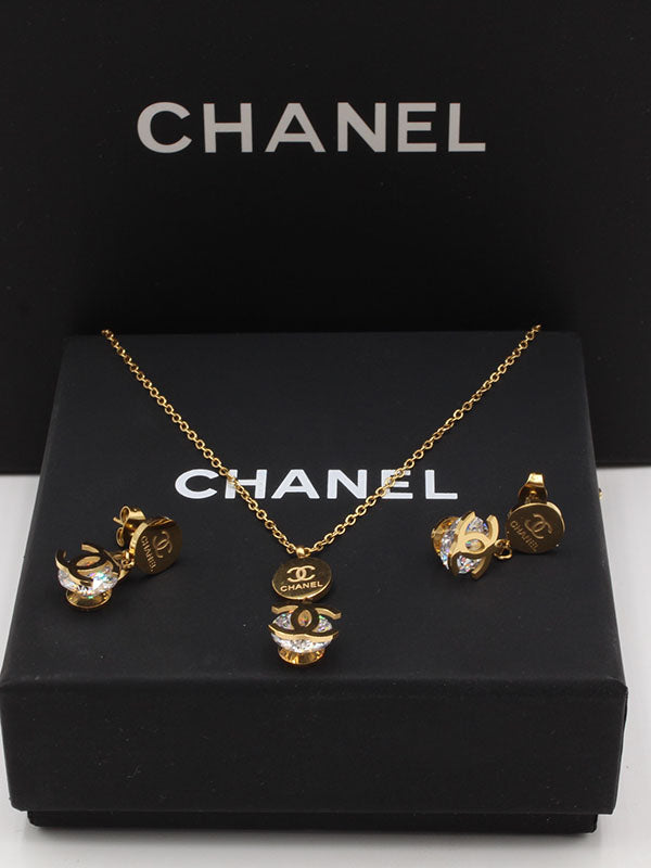 طقم شانيل سوليتير ستون اطقم chanel ذهبي