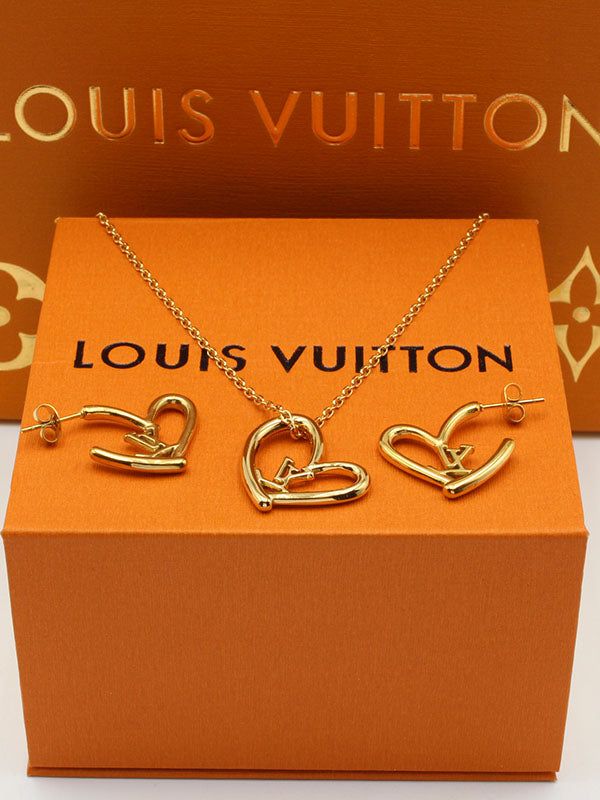طقم لويس فيتون 2 هارت قولد سلسال louis vuitton