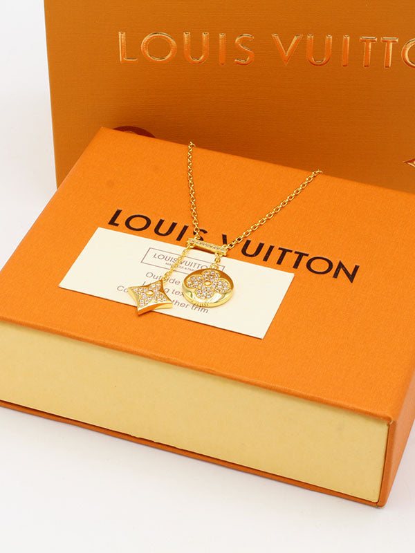 سلسال لويس فيتون تو بنتدنت فل زركون لوقو سلسال louis vuitton