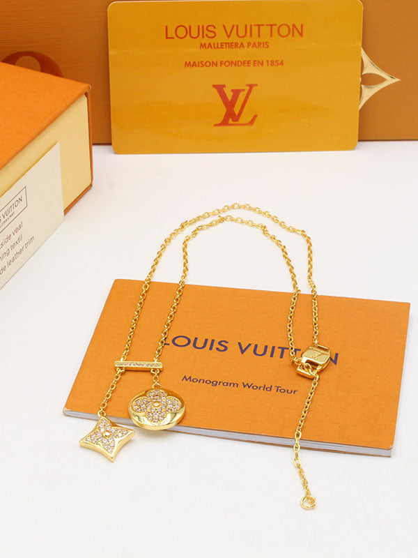 سلسال لويس فيتون تو بنتدنت فل زركون لوقو سلسال louis vuitton