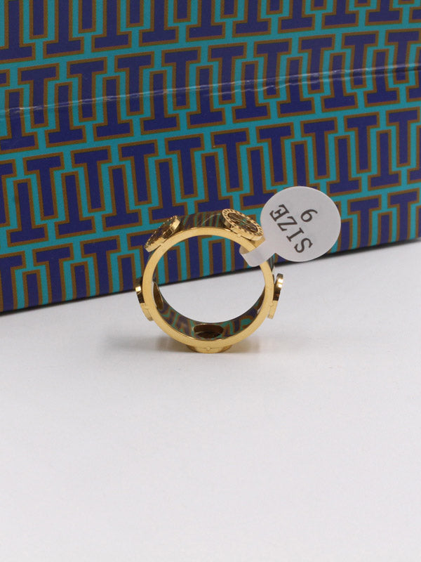 دبلة توري بورش لوقو عريض خواتم tory burch