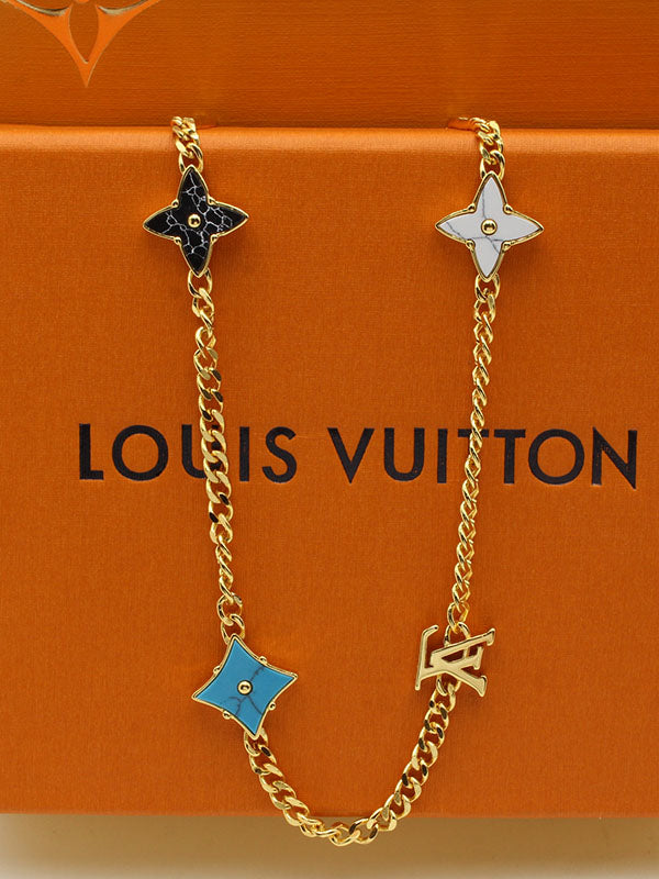 سلسال لويس فيتون تشوكر ملون لوقو سلسال louis vuitton ذهبي