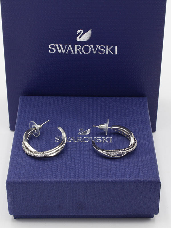 حلق سواروفسكي مدور وسط حلق Swarovski فضي