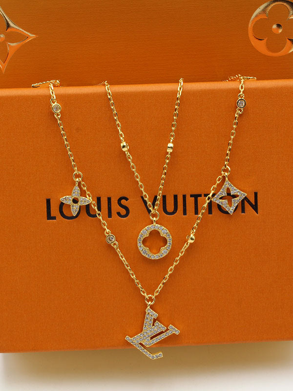 سلسال لويس فيتون دبل شاين زركون لوقو سلسال louis vuitton ذهبي