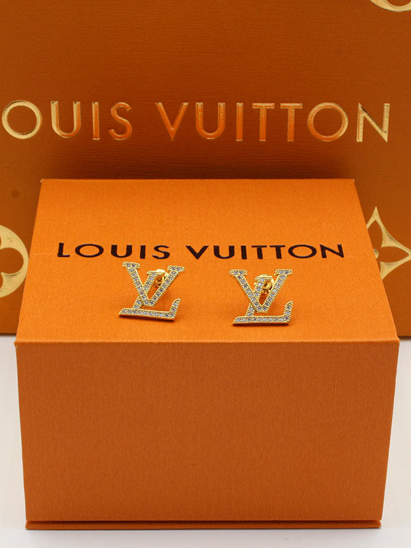 حلق فيتون لوقو زركون حلق louis vuitton ذهبي