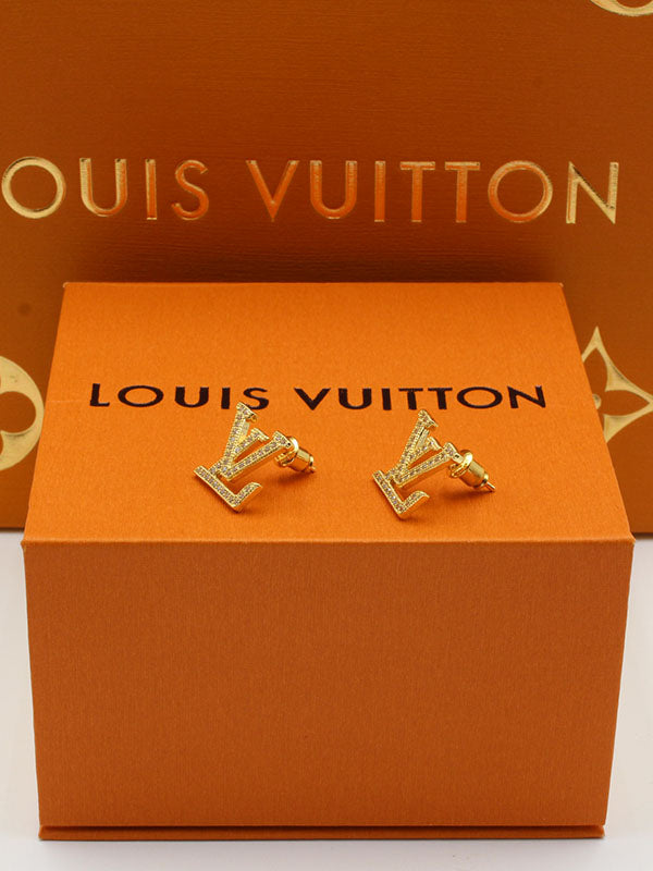 حلق فيتون لوقو زركون حلق louis vuitton