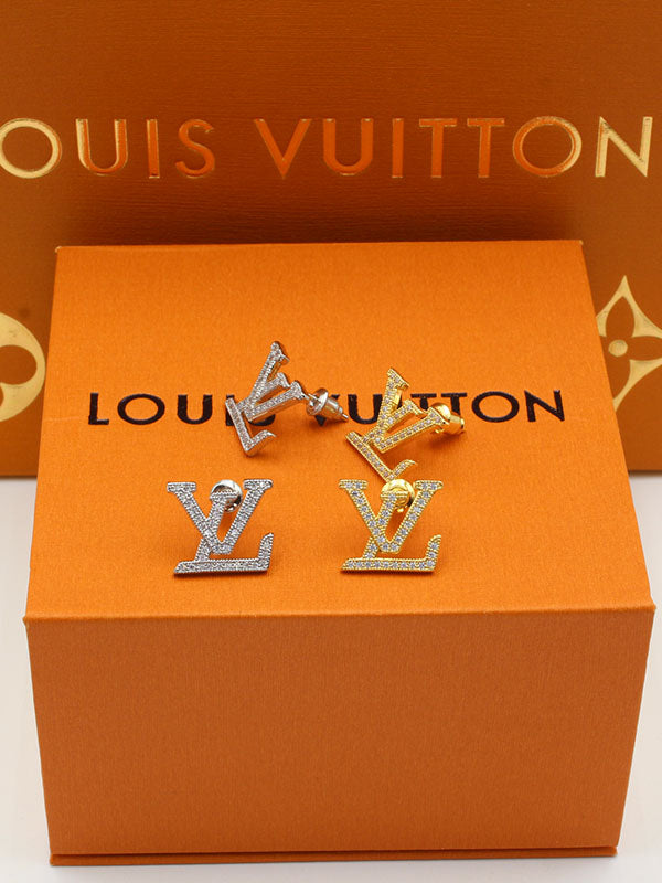 حلق فيتون لوقو زركون حلق louis vuitton