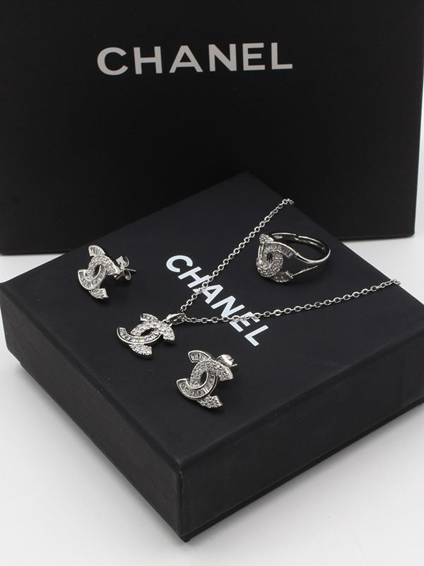 طقم شانيل سلفر زركون اطقم chanel
