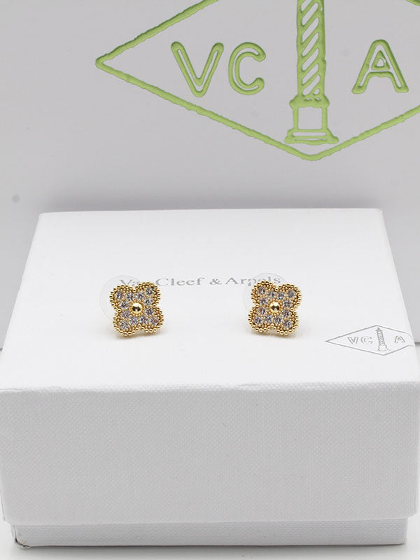 حلق فانكليف زركون فضي وذهبي حلق van cleef