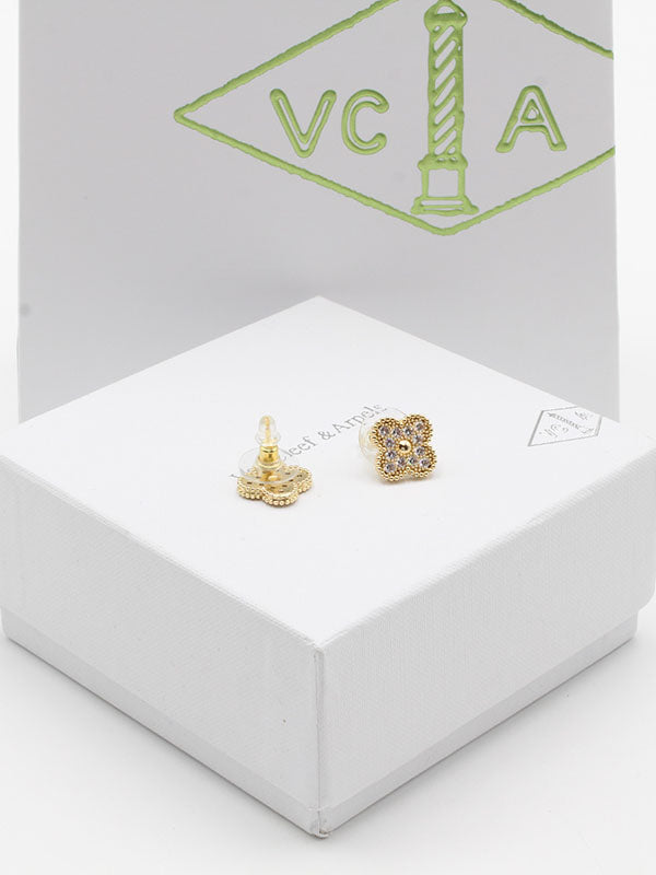 حلق فانكليف زركون فضي وذهبي حلق van cleef