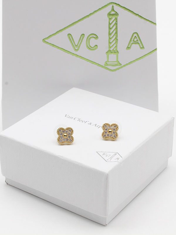 حلق فانكليف زركون فضي وذهبي حلق van cleef ذهبي