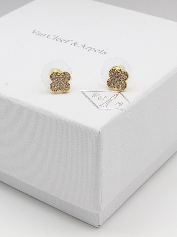 حلق فانكليف زركون صغير حلق van cleef ذهبي