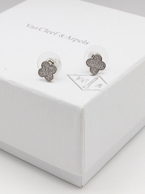 حلق فانكليف زركون صغير حلق van cleef فضي