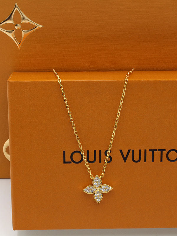 سلسال لويس فيتون ون فلاور زركون لوقو سلسال louis vuitton ذهبي