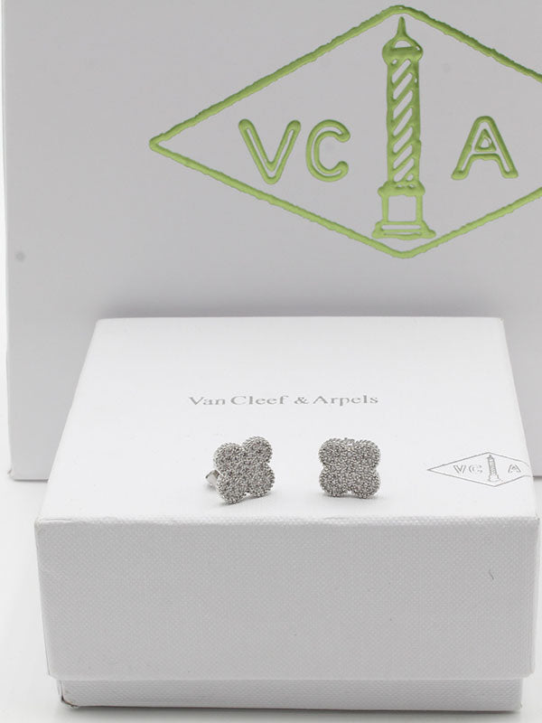 حلق فان كليف وسط لوقو حلق van cleef فضي زركون