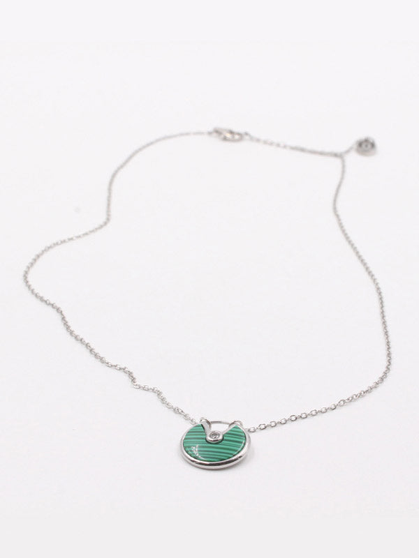 سلسال كارتير سيركل لوقو شيل ملون سلسال CARTIER اخضر فضي