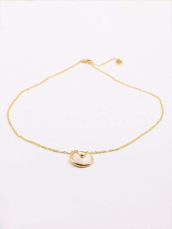 سلسال كارتير سيركل لوقو شيل ملون سلسال CARTIER ابيض ذهبي