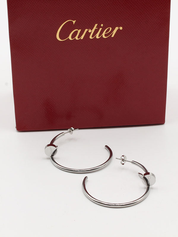 حلق كارتير مدور كبير لوقو زركون حلق CARTIER فضي