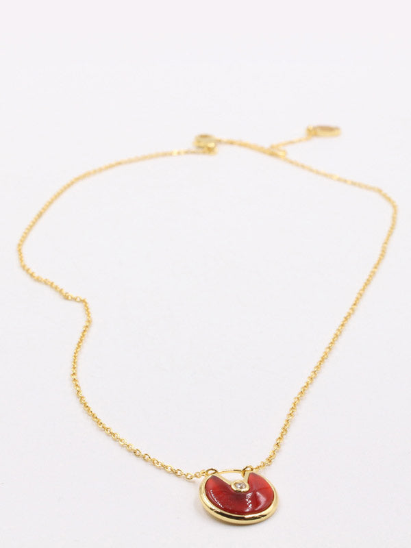 سلسال كارتير سيركل لوقو شيل ملون سلسال CARTIER عنابي ذهبي