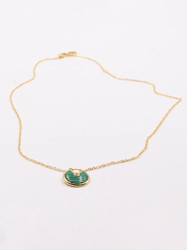 سلسال كارتير سيركل لوقو شيل ملون سلسال CARTIER اخضر ذهبي