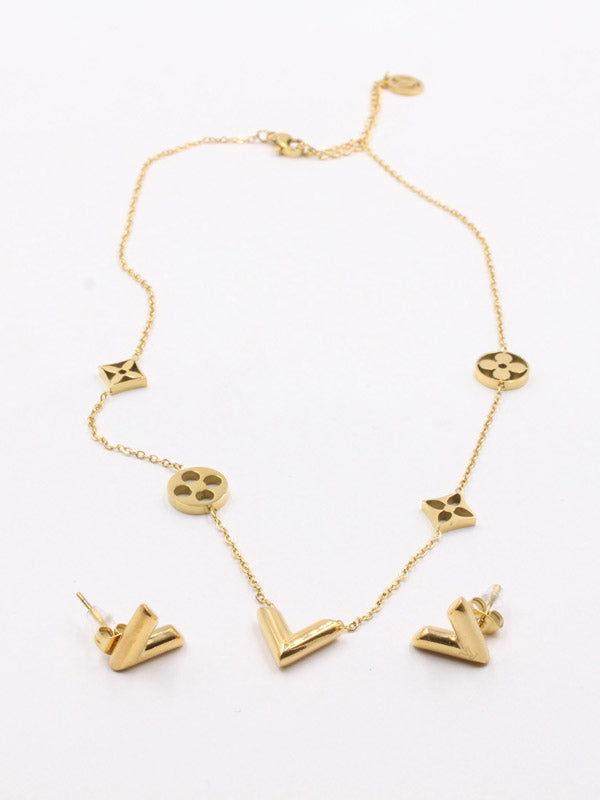 طقم لويس فيتون حرف V اطقم louis vuitton ذهبي