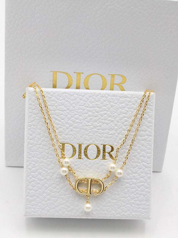سلسال ديور دبل شاين بيرل لوقو سلسال dior