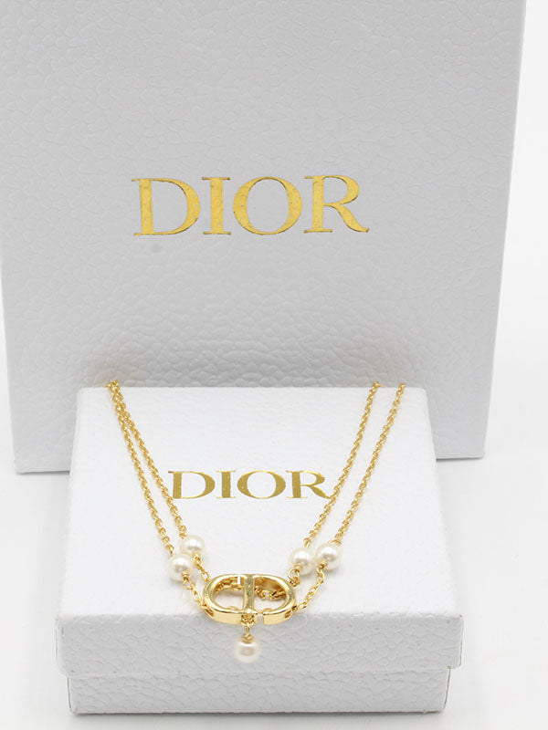 سلسال ديور دبل شاين بيرل لوقو سلسال dior ذهبي