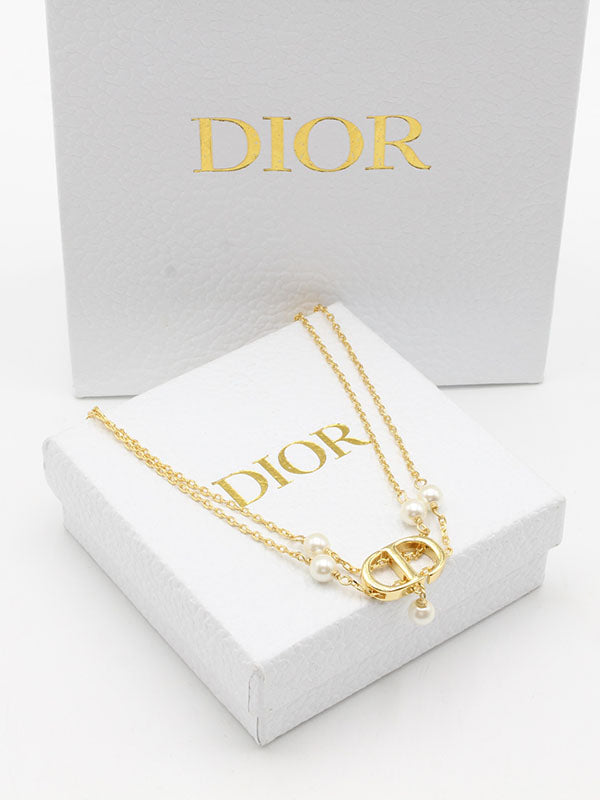 سلسال ديور دبل شاين بيرل لوقو سلسال dior
