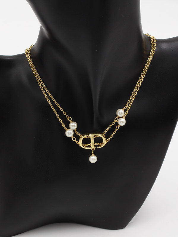 سلسال ديور دبل شاين بيرل لوقو سلسال dior