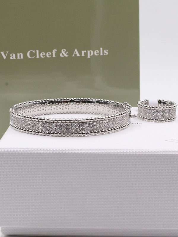 اسواره فان كليف مع خاتم فل زركون اسواره van cleef فضي 6
